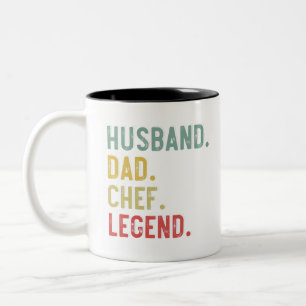 Heren Vintage T-shirt Echtgenoot Vader Chef Legend Tweekleurige Koffiemok