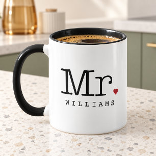 Heren Vintage Zwarte Persoonlijke Trouw Monogram Mok