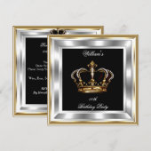 Heren Zwart Goud Zilver Verjaardag Prins Koning Kaart (Voorkant / Achterkant)