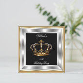 Heren Zwart Goud Zilver Verjaardag Prins Koning Kaart (Staand voorkant)