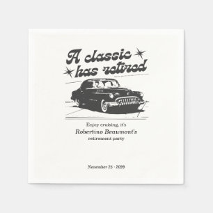 Heren Zwarte Klassieke Auto Cruising Pensioenfeest Servet