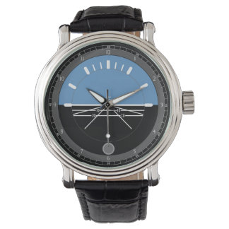 Heren Zwarte Leren Horloge Aviation