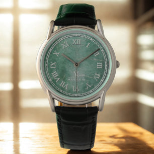 Herenhorloge met Romeinse cijfers – Jadekleurige w Horloge