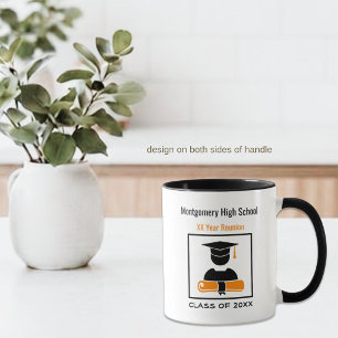 Hereniging middelbare school zwart oranje koffieko mok