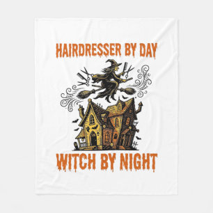 Herenkapper Heks Halloween Vintage Salon T-shirt_1 Fleece Deken