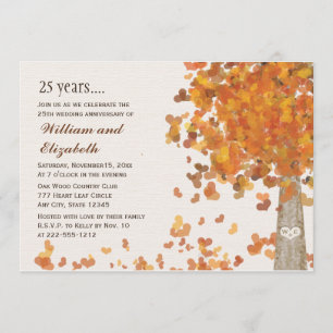 Herfst 25e Huwelijksjubileum Foto Uitnodigingen