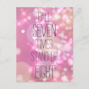 Herfst 7 keer Stand up 8 - Roze Inspirerend Quote Briefkaart