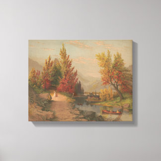 Herfst aan de Lehigh Chromolithografie 1882 Canvas Afdruk