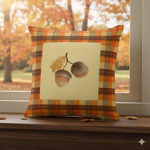 Herfst Acorn Plaid Boerderij Home Decor - Gezellig Kussen