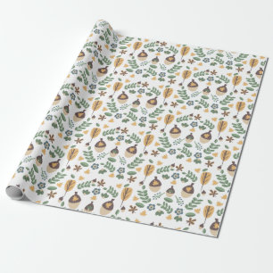 Herfst Acorns Floral Greenery Wrapping Paper Cadeaupapier