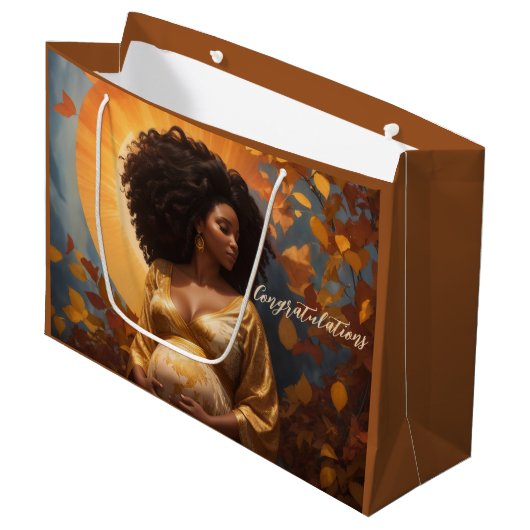 Herfst Afro Centric moeder om zwangerschap te zijn Groot Cadeauzakje (Voorkant Gekanteld)