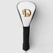 Herfst Alfabet Monogram Letter D – Uil met Eik L Golfheadcover (Voorkant)