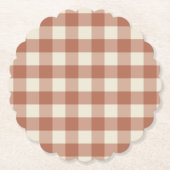 Herfst Amaro op Panna Cotta Gingham - plaid patroo Kartonnen Onderzetters (Voorkant)