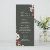 Herfst Anemoon Bloemen Donkergroen Trouwmenu Menu (Staand voorkant)