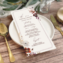 Herfst Anemoon Hand getrokken Rand Wedding Menu
