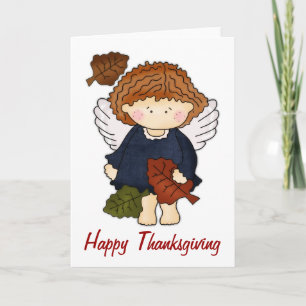 Herfst Angel met Leaves Happy Thanksgiving Kaart