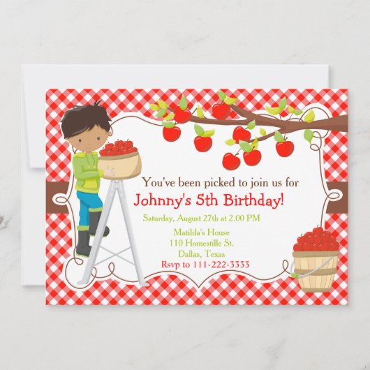 Herfst Appel Plukken Afro-Amerikaanse Verjaardag Kaart (Voorkant)