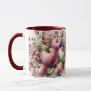 Herfst appels in pastelkleuren waterverf schilderi mok