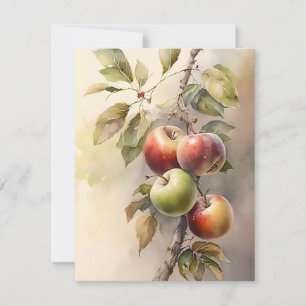 Herfst appels in Waterverven Feestdagenkaart