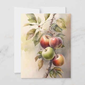 Herfst appels in Waterverven Feestdagenkaart