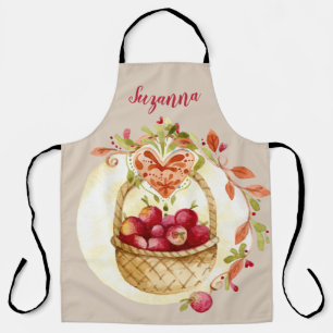 Herfst Apple Basket Design Custom Kitchen Apron Schort