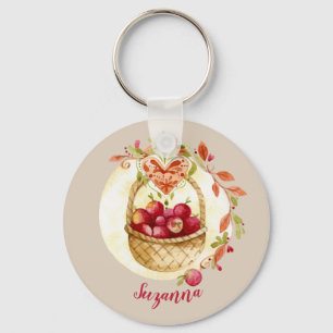 Herfst Apple Basket - Gepersonaliseerd Sleutelhang Sleutelhanger