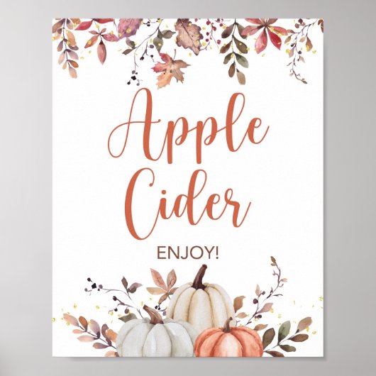 Herfst Apple Cider Party Sign Herfst Pumpkins Poster (Voorkant)