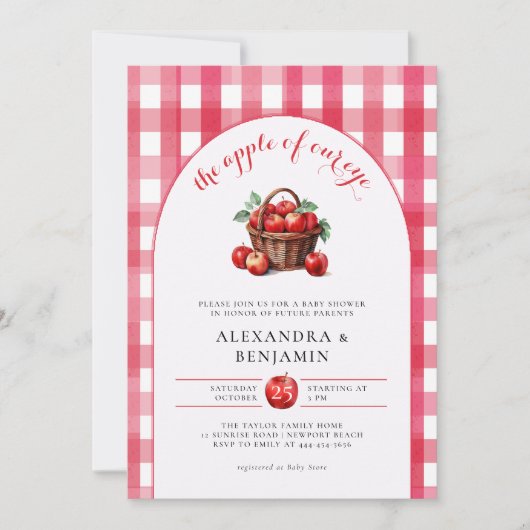 Herfst Apple Oogst Rustiek Rood Paar Baby shower Kaart (Voorkant)