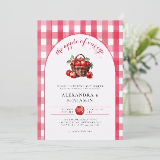 Herfst Apple Oogst Rustiek Rood Paar Baby shower Kaart (Staand voorkant)