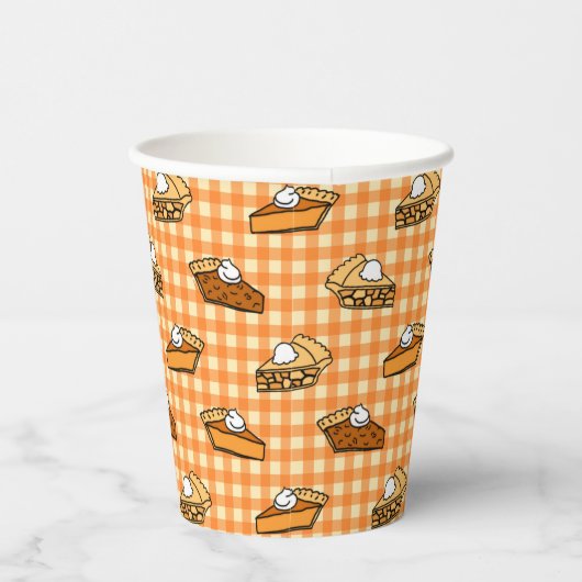 Herfst Apple Pumpkin en Pecan Pie Pattern Papieren Bekers (Rechts)