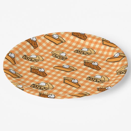 Herfst Apple Pumpkin en Pecan Pie Pattern Papieren Bordje (Gekanteld)