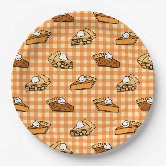 Herfst Apple Pumpkin en Pecan Pie Pattern Papieren Bordje (Voorkant)