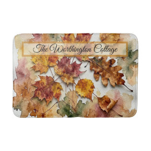Herfst Aquarel Bladeren en Herfstloof Kunst Badmat