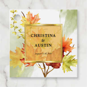 Herfst aquarel bladmonogram dankjewel favoriet bedankjes labels