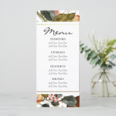 Herfst Aquarel Bloem Rustieke Bruiloft Menu (Staand voorkant)