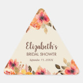 Herfst Aquarel Bloemen Bruidsdiner Driehoek Sticker (Voorkant)