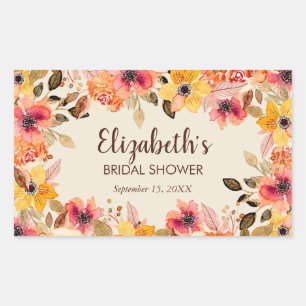 Herfst Aquarel Bloemen Bruidsdiner Rechthoekige Sticker