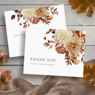Herfst Aquarel Bloemen Bruiloft Bedankkaart