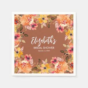 Herfst Aquarel Bloemen op Terracotta Servet