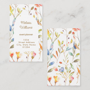 herfst aquarel bloemen visitekaartje