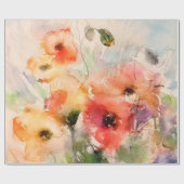 Herfst aquarel papavers cadeaupapier (Vlak)