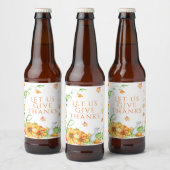 Herfst Aquarel Pompoen Bloemige Thanksgiving   Bier Etiket (Flessen)