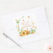 Herfst Aquarel Pompoen Bloemige Thanksgiving Vierkante Sticker (Envelop)