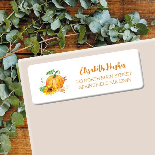 Herfst Aquarel Pompoen Retouradres Label