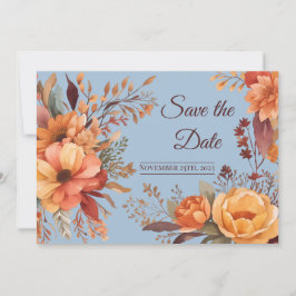 Herfst Aquarel Rustieke Bloem Save the Date Kaart