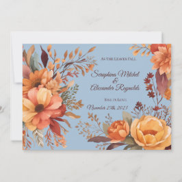 Herfst Aquarel Rustieke Bloemige Bruiloft Kaart