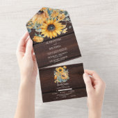 Herfst Aquarel Zonnebloem Bruiloft All In One Uitnodiging (Afscheurbaar)