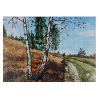Herfst aquarelschildering snijplank