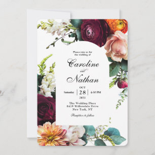 Herfst Arched Lijst Floral Wedding Kaart