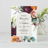 Herfst  Arched Lijst Floral Wedding Kaart (Staand voorkant)